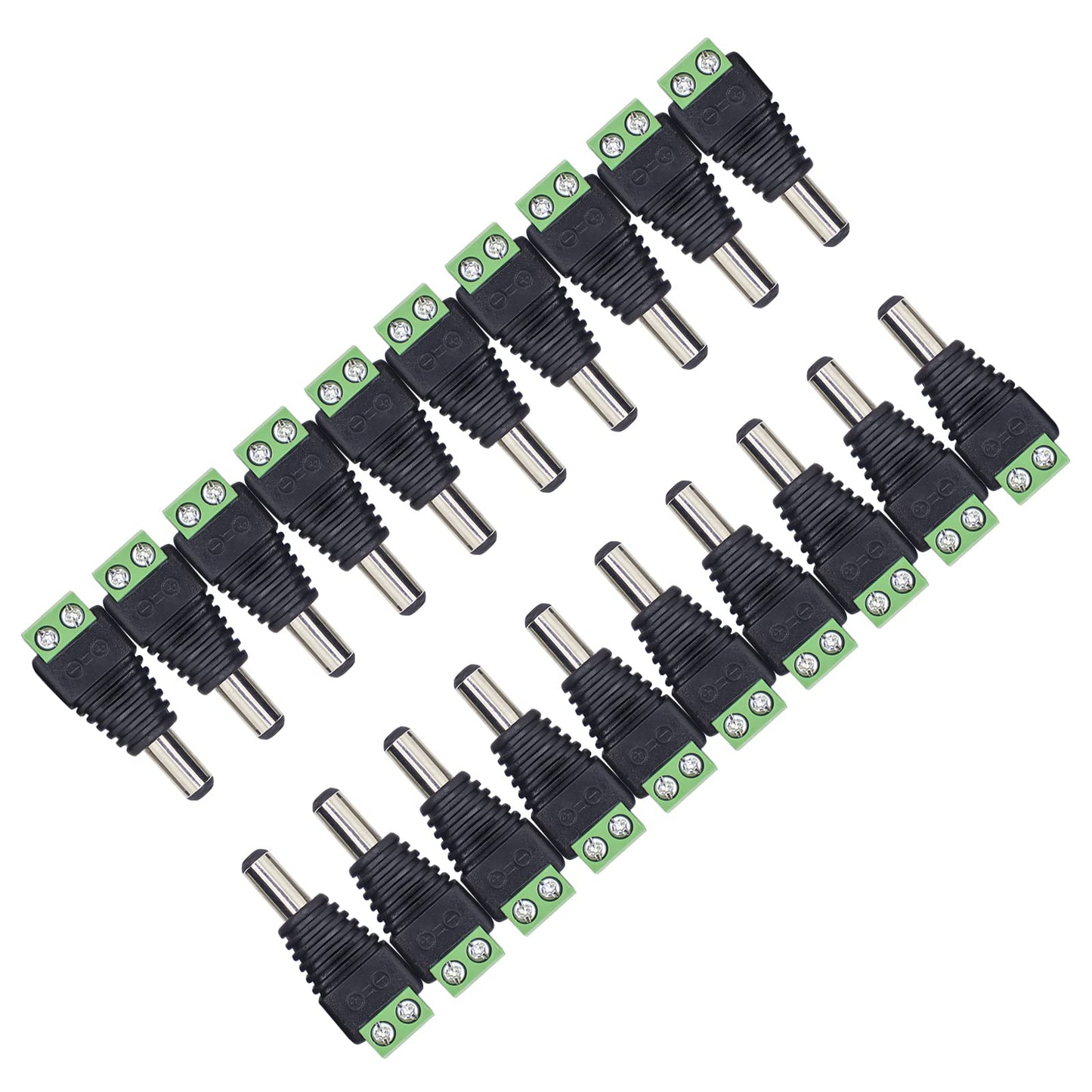 UltraPoE 40-Pack Male DC 12V 5A Barrel Plug Connector 5.5mm x 2.1mm,Power Adapter Jack for Led Light Strip CCTV Security Camera Monitoring Cable Wire