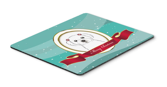Caroline's Treasures BB1518MP Maltese Merry Christmas Mouse Pad, Hot Pad or Trivet for Home Office Gaming Working Computers Laptop Mouse Mat,Washable