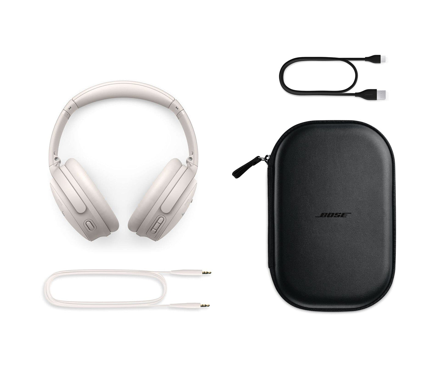 Bose QuietComfort 45 Noise Canceling Bluetooth Headphones (White Smoke) (Renewed)