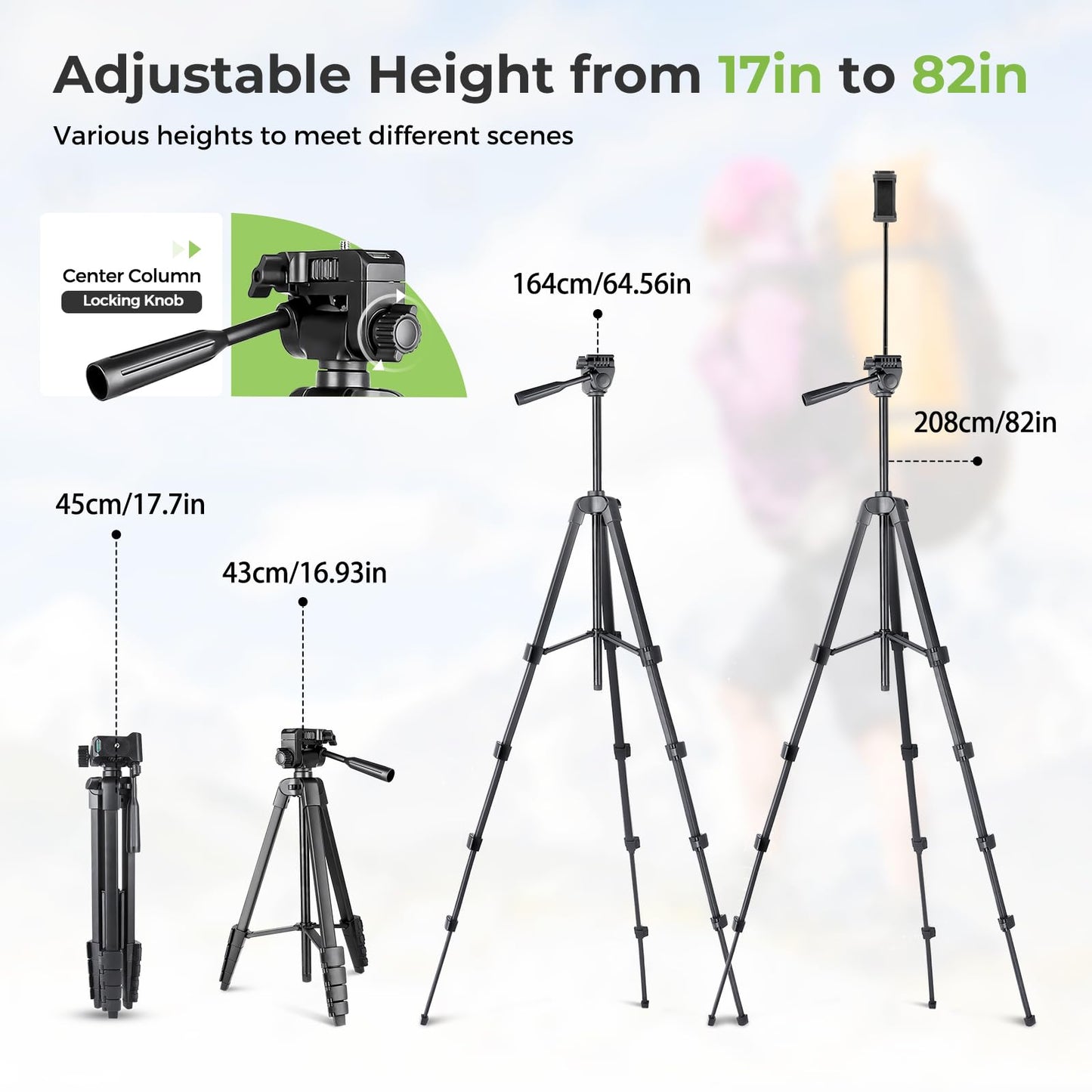 Aureday Phone Tripod, 82" Tripod for iPhone with Flexible Gooseneck, Wireless Remote and Phone Holder, Extendable Cell Phone&Camera Tripod Stand