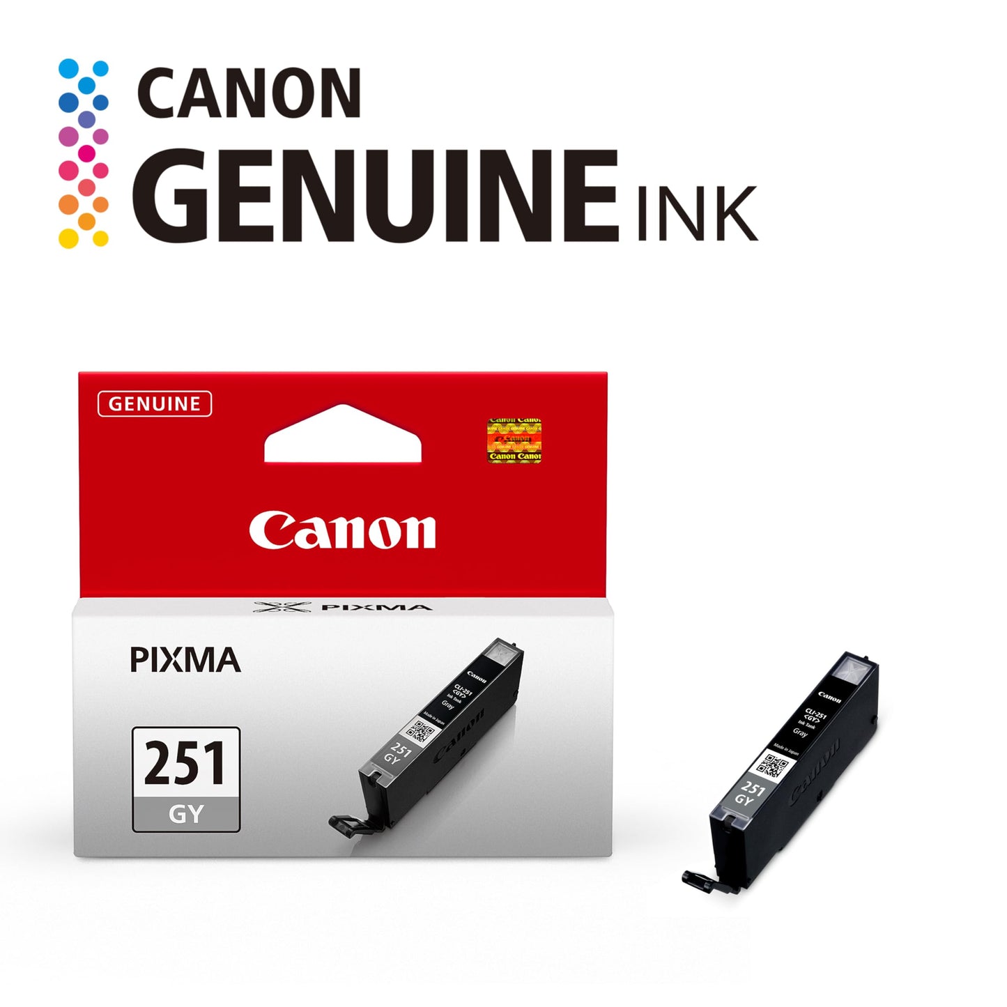 Canon CLI-251 Genuine Gray Ink Tank, Compatible with MG6320, MG7120, iP8720, and MG7520 Printers