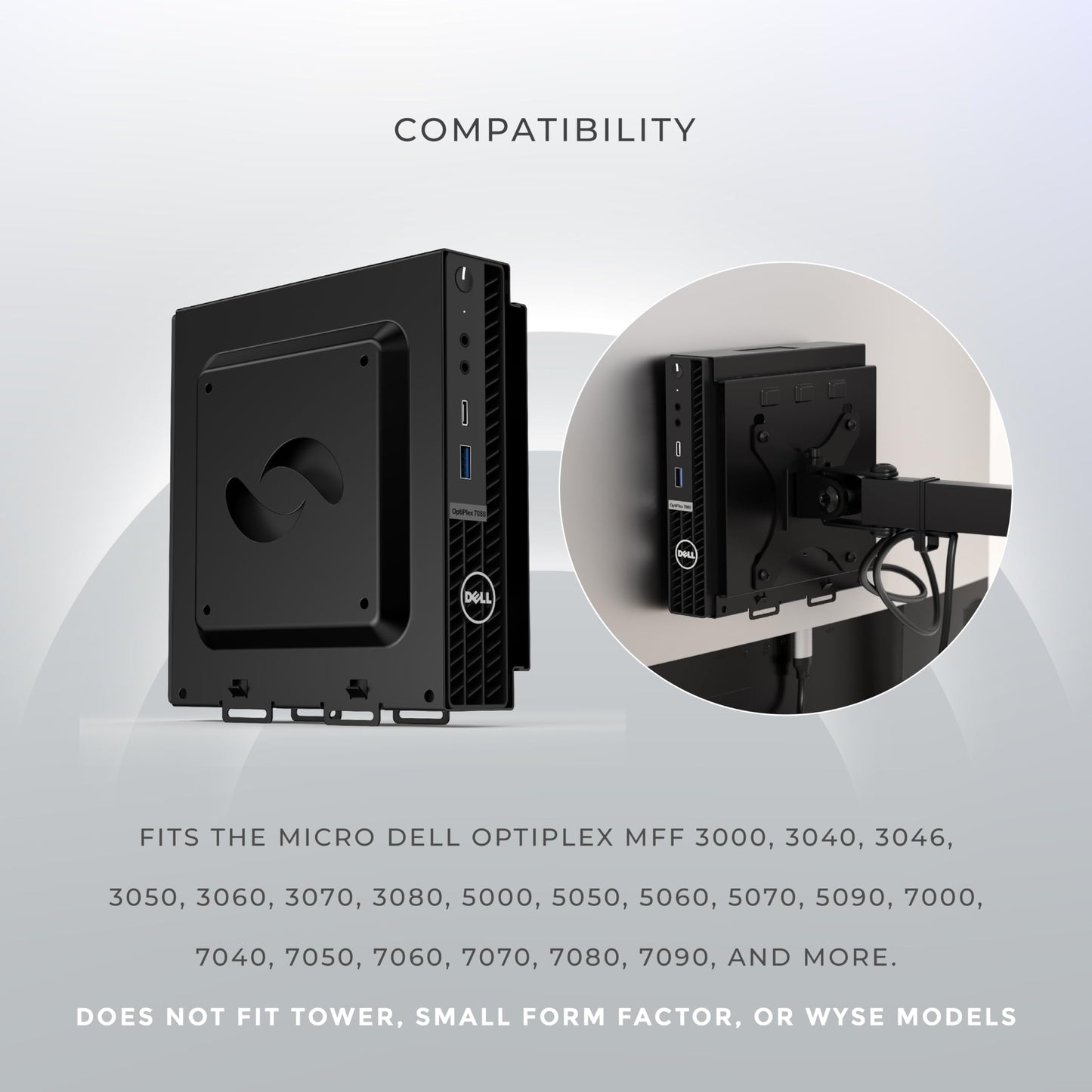 HumanCentric Dual VESA Mount Compatible with Dell OptiPlex Micro Mount, Supports VESA Dell Micro Mount Using Monitor Arm Wall Mount 100x100mm, Power
