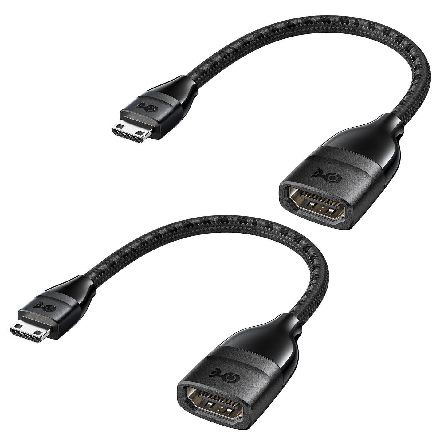 Cable Matters 2-Pack 8K@60Hz / 4K@240Hz Mini HDMI to HDMI Adapter - 6 Inches, with HDR Support for Raspberry Pi Zero and More