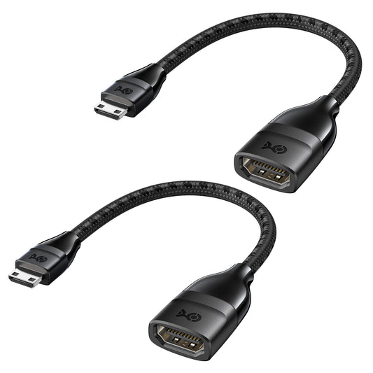 Cable Matters 2-Pack 8K@60Hz / 4K@240Hz Mini HDMI to HDMI Adapter - 6 Inches, with HDR Support for Raspberry Pi Zero and More