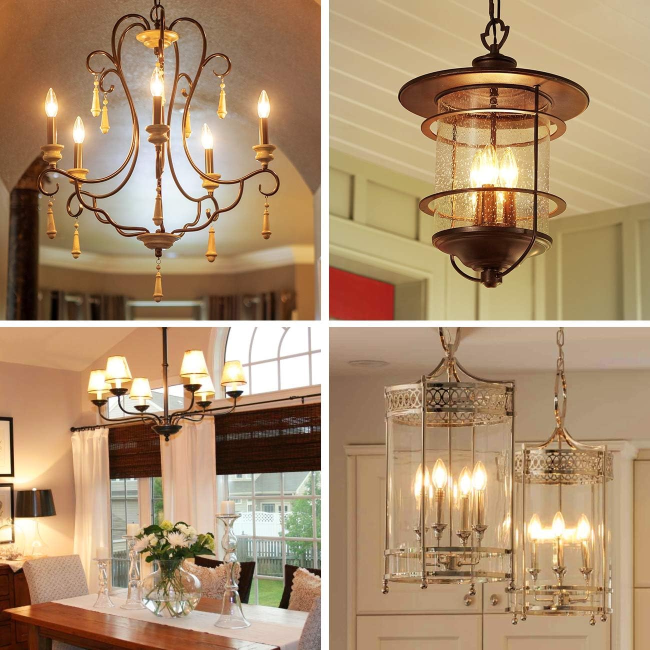 ANWIO B11 LED Filament Bulb E12 Candelabra Base 60W Equivalent, Dimmable 2700K Warm White Chandelier Decorative Candle Light Bulb (6-Pack)