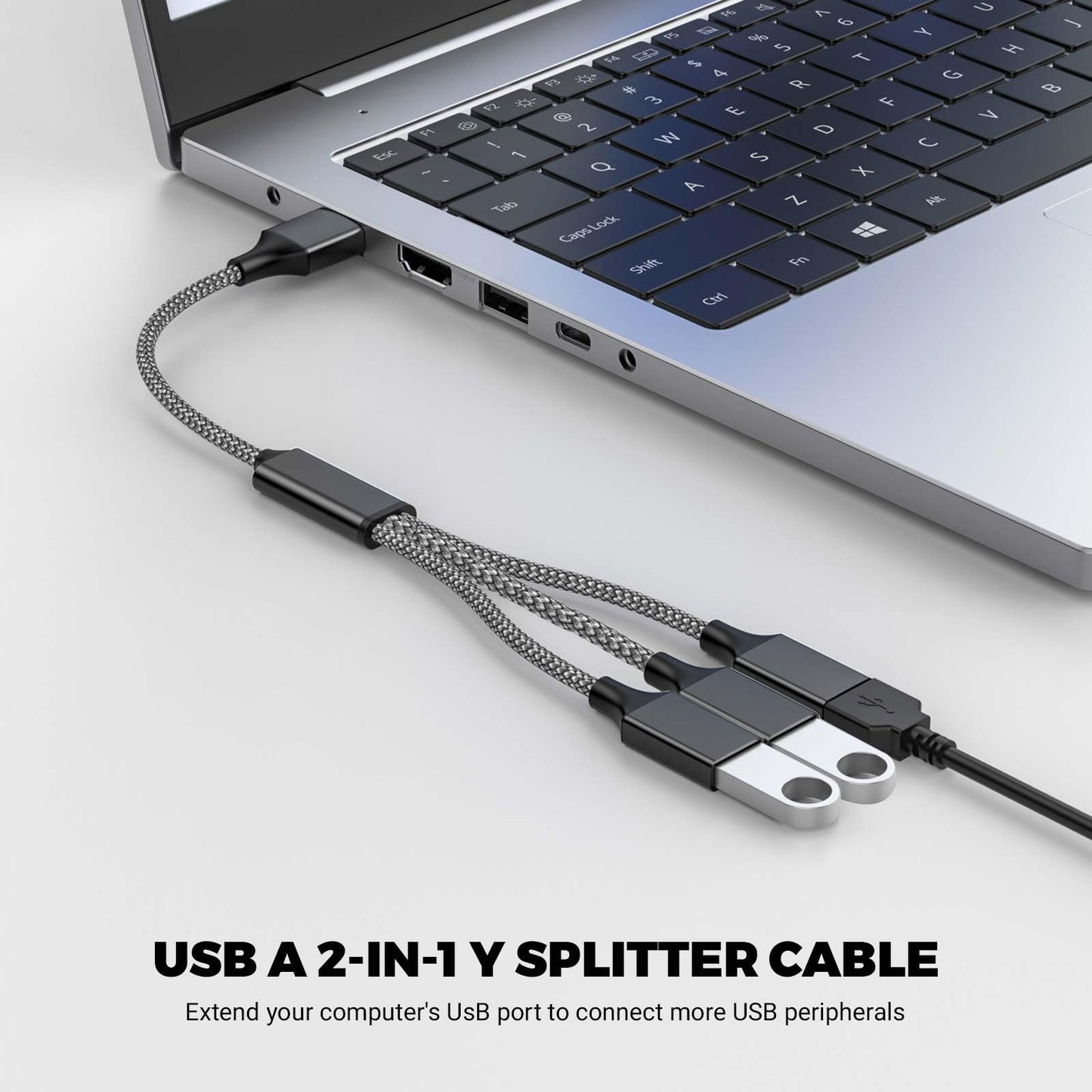 POHFP USB Y Splitter 1 in 3 Out (1Ft/30cm), USB Male to 3 Female Cable for PC/Laptop/MacBook/Keyboard/PS4/PS5/Flash Drive/LED Etc.(Black)