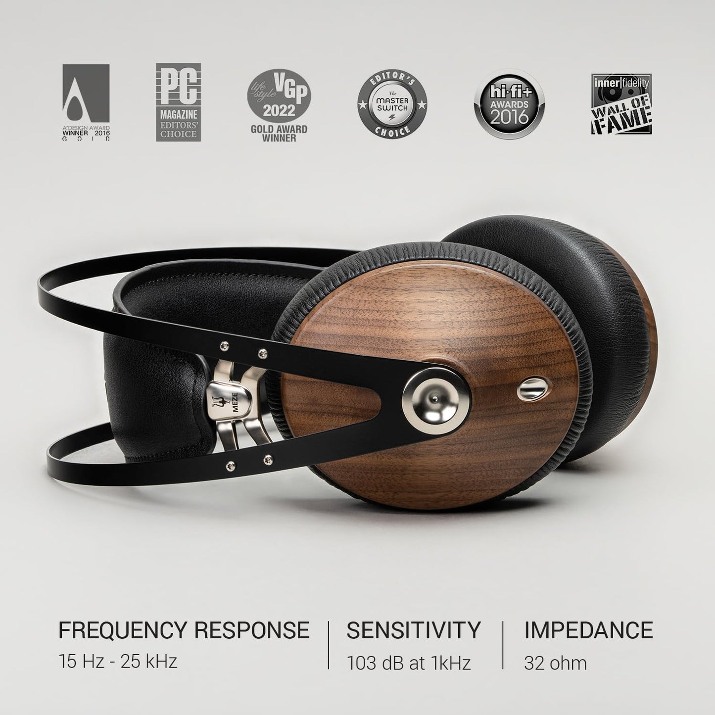 MEZE AUDIO | 99 Classics Walnut Silver | Wooden Closed-Back Headphones for Audiophiles | Gaming | Podcasts | Home Office | Wired Over-Ear Headphones…