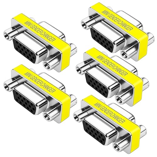 AYECEHI VGA Coupler 5-Pack 15 Pin VGA SVGA Female to Female Mini Gender Changer Coupler Adapter