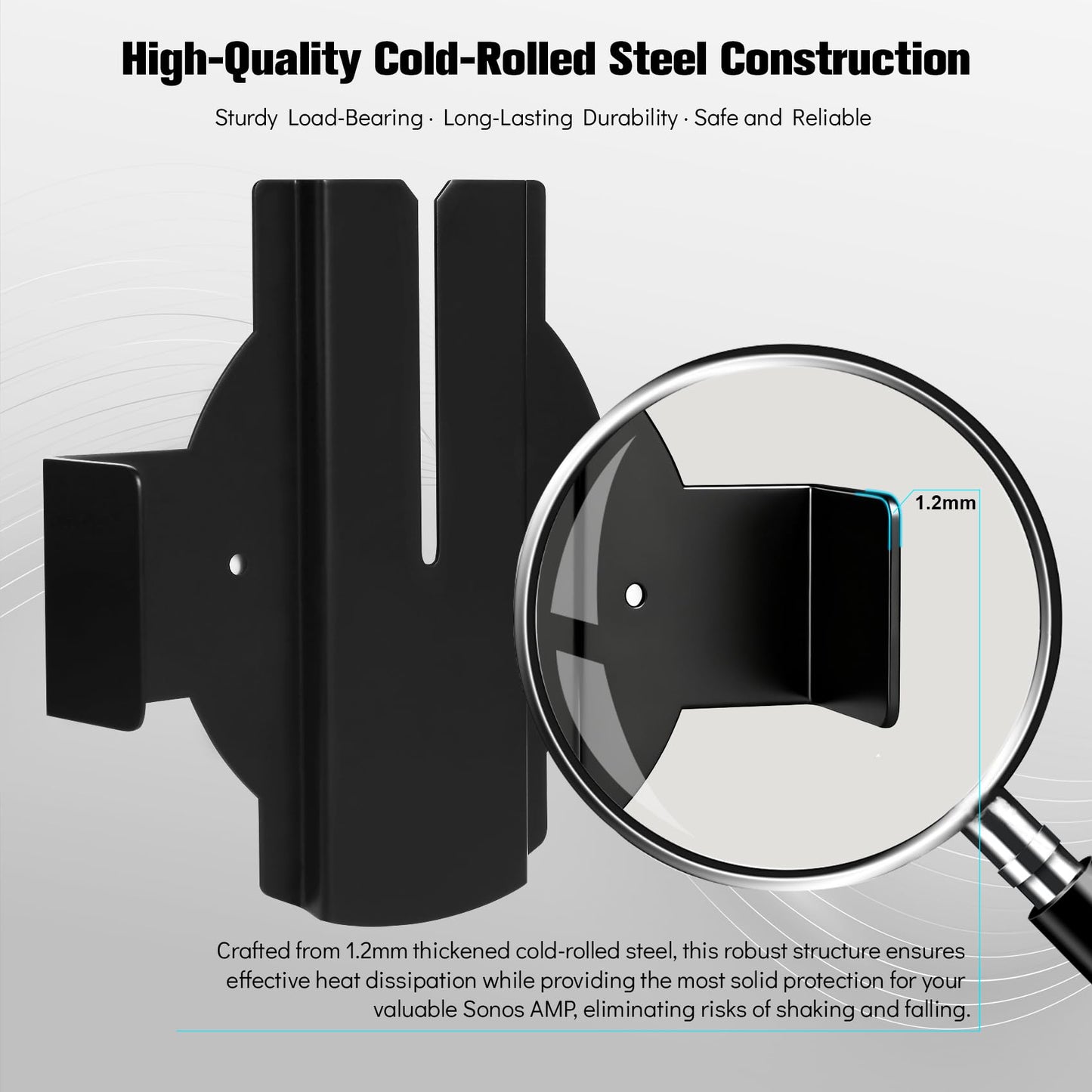 JinLunar Wall Mount for Sonos Amp Mount Bracket,Slim Metel Sonos Amp Mount Bracket, Black Steel Wall Mount for Sonos Wireless Amplifier with Free