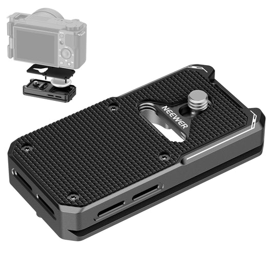 NEEWER Quick Release Plate Compatible with AirTag, Metal Camera Tripod Mount Quick Attach Holder Adapter Baseplate with Arca Type Base & 1/4" Screw