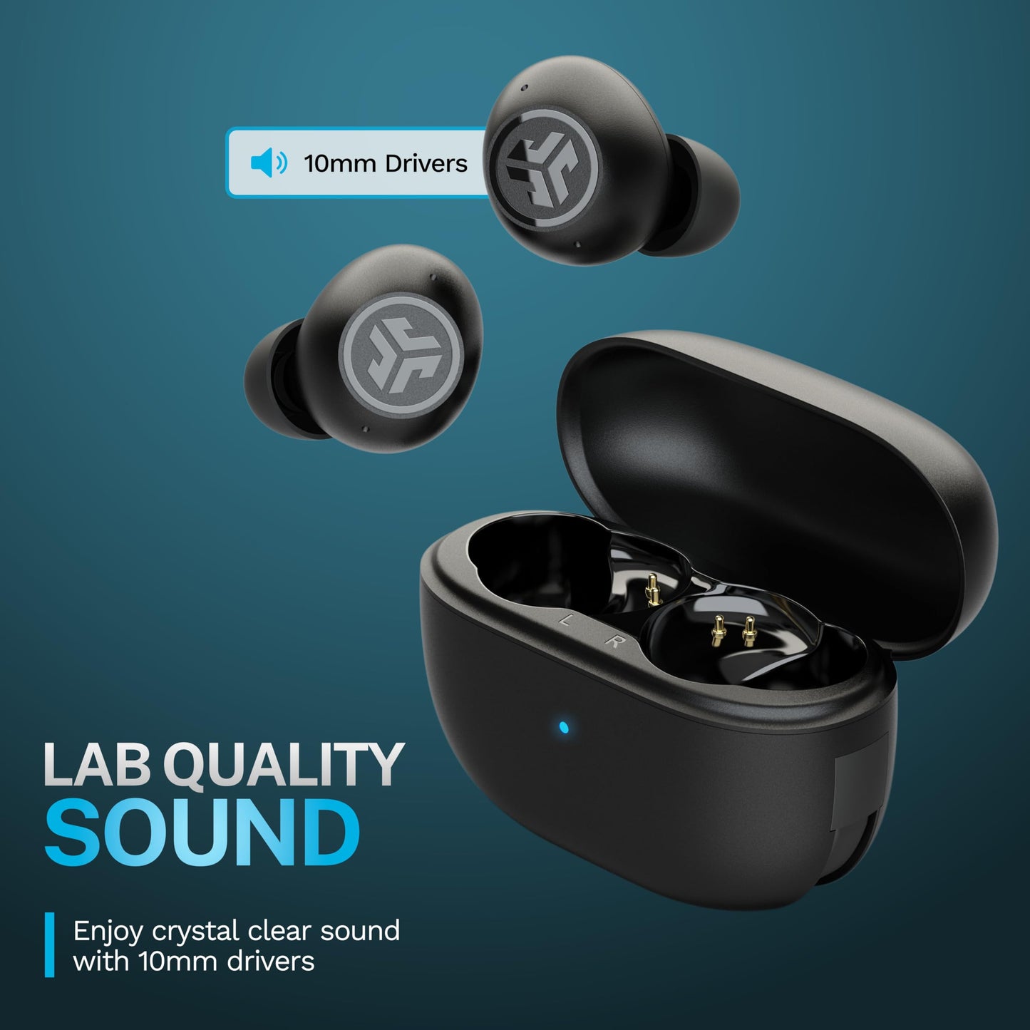 JLab Go Pop ANC, True Wireless Earbuds, Active Noise Cancelling, Bluetooth Earbuds with Charging Case, Black