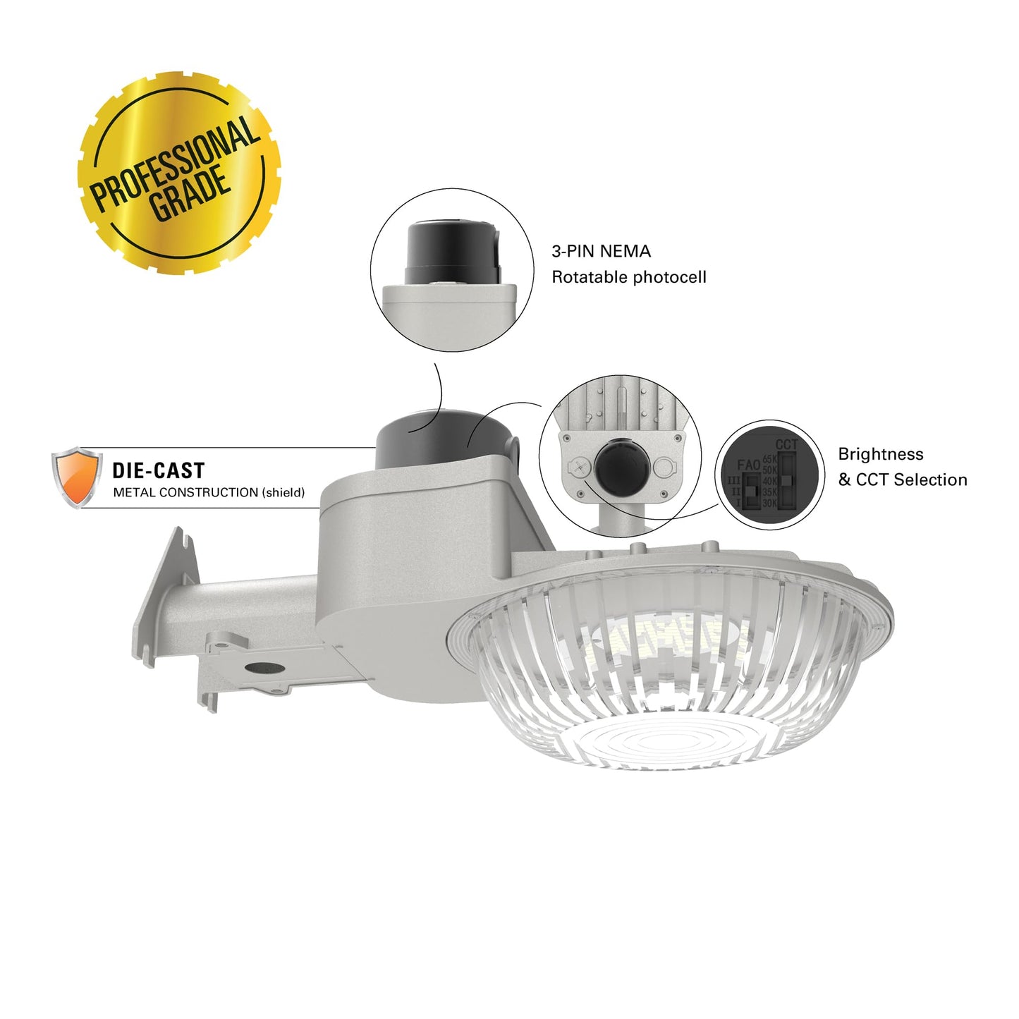 HALO ALP 250-Watt Equivalent Integrated LED Area Light with 9000 Adjustable Lumens, CCT Select, Motion Sensing and Dusk-to-Dawn Operation, Die-Cast
