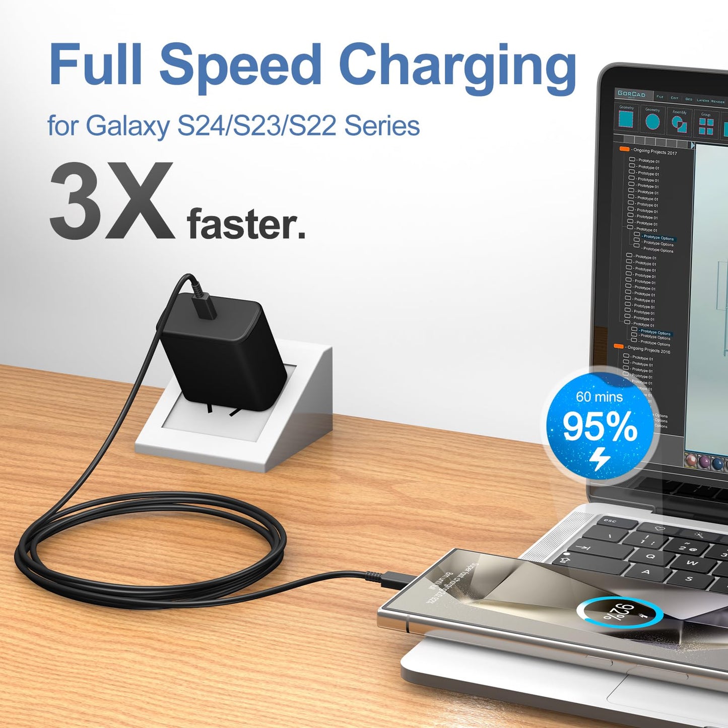 45W Type C Charger Fast Charging Replacement for Samsung Fast Charger USB C Compatible with Samsung Galaxy S26/S26 Ultra/S26+/S25 Ultra/S25/S24