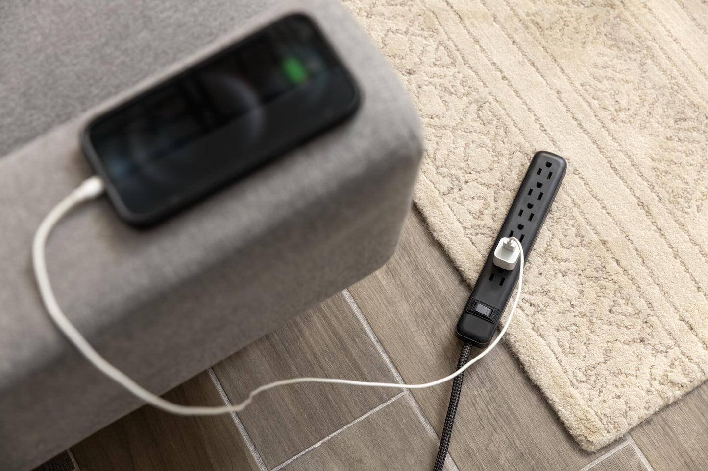 GE UltraPro 6-Outlet Surge Protector, 2 Pack, 3ft Braided Cord Power Strip Surge Protector, Surge Protector Power Strip, 450 Joules, Black, 74544
