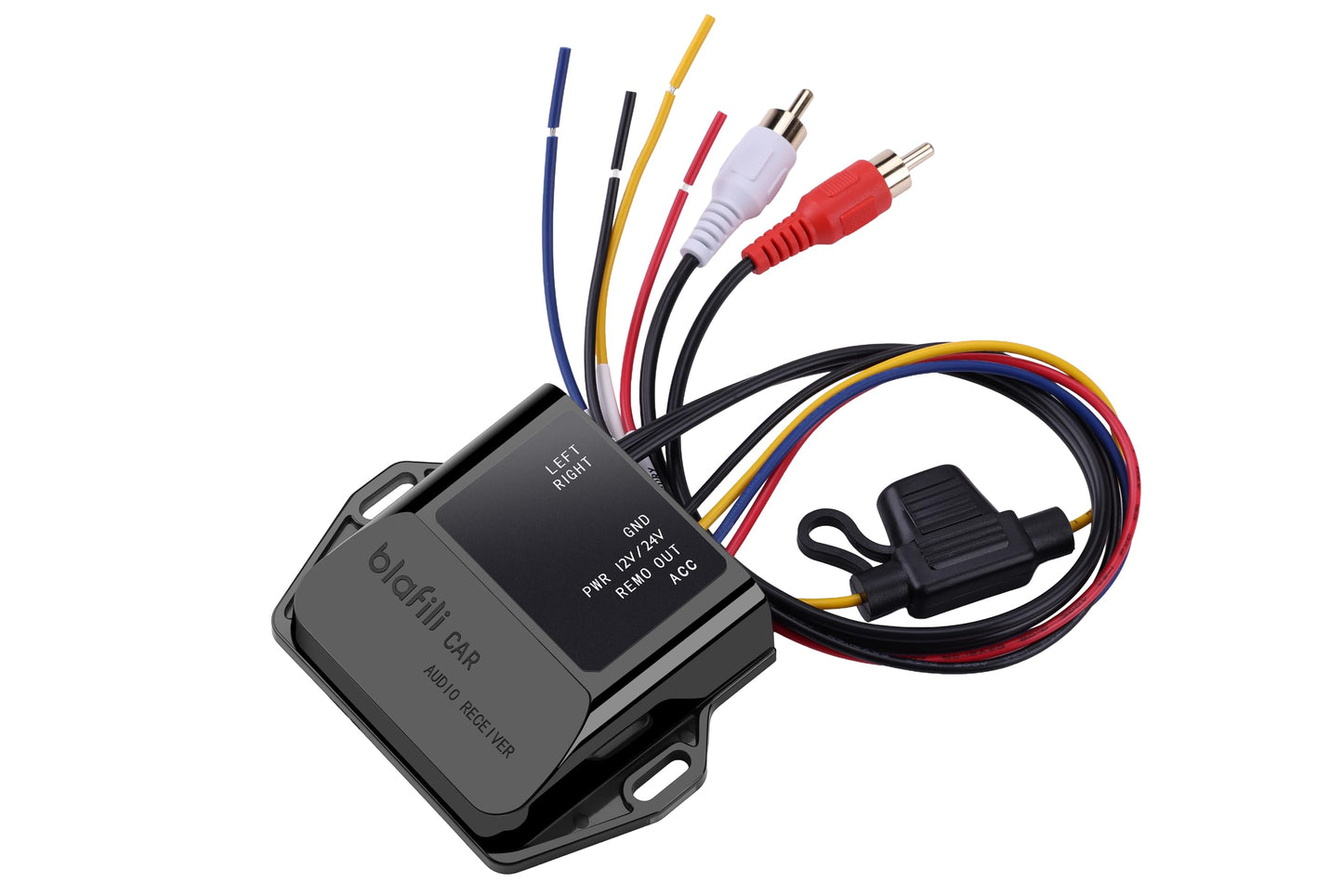 blafili CAR Bluetooth 5.2 Receiver - aptX Adaptive, aptX HD, AAC, SBC - 12V/24V Compatible, Remote Trigger, Stereo RCA Output - Wireless A2DP Adapter