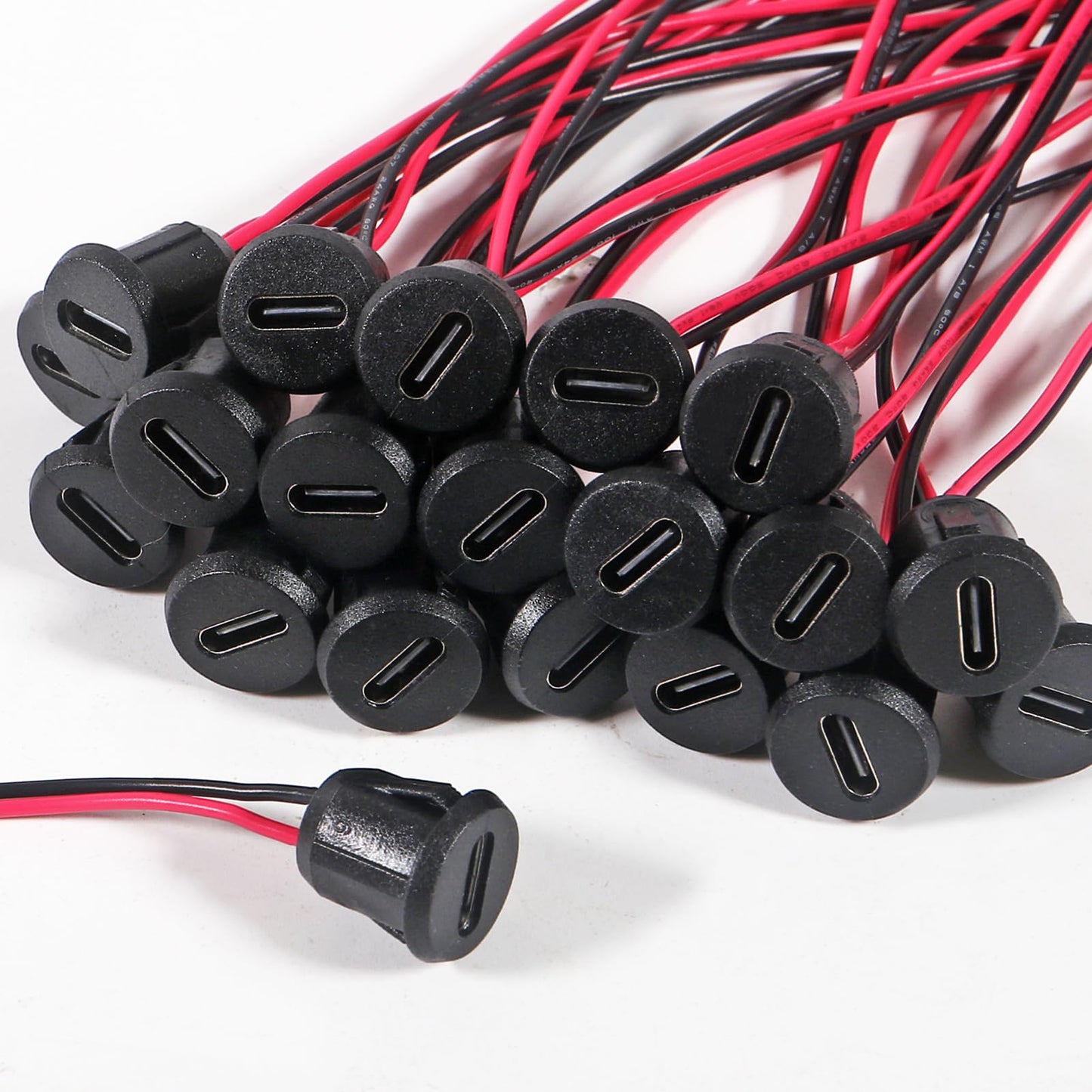 Coliao 20pcs Type-C Female Chassis 2 Pin Direct Crimp USB Female Chassis C Connector Waterproof Jack Female Charging Port 3A USB-C Charger Plug, Black