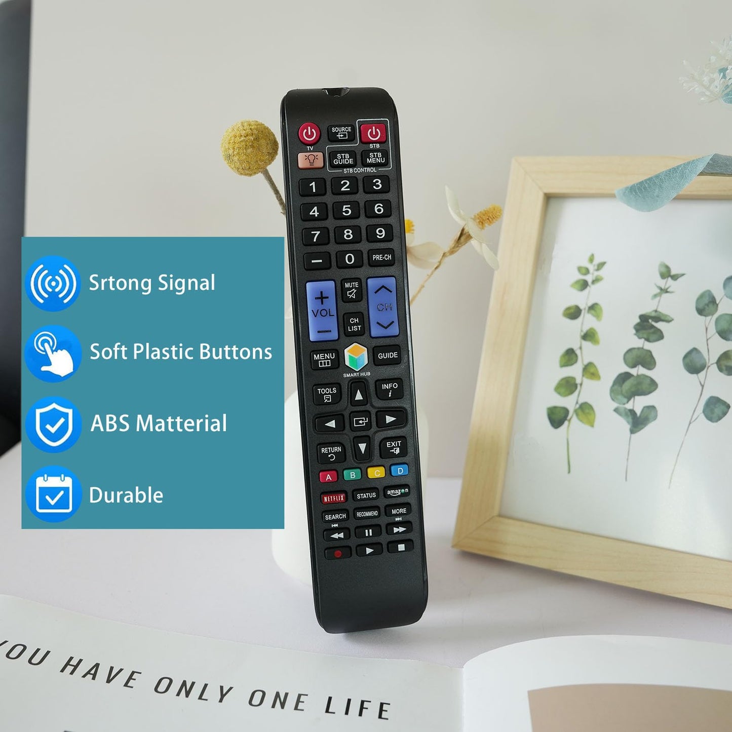 Replacement Remote Control for Samsung UN40J5200 UN43J5200 UN48J5200 UN32J5205AF UN40J5200AF UN43J5200AF Smart 3D LED HDTV TV