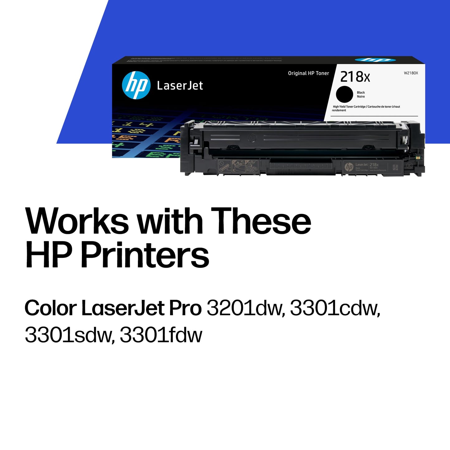HP 218X Black High-Yield Toner Cartridge | Works with Color LaserJet Pro 3201, MFP 3301 Series | W2180X