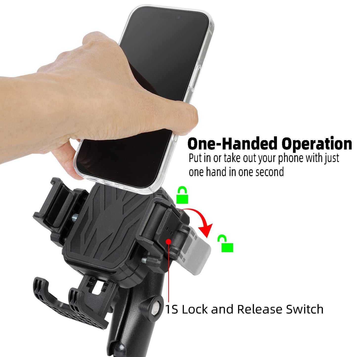 FPN Dashboard Phone Holder for Car, Truck, Boat - Vibration Dampener [Camera Friendly] [1s Lock & Release] [Aluminum Medium Arm], Flex Adhesive 1"