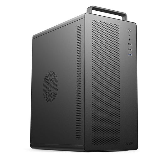 V281 Micro ATX/ITX Computer Case,Multifunctional Pc Case with Handle, Spcc Side Panel Business case, Support 300mm GPU 165mm CPU Cooler (Black)