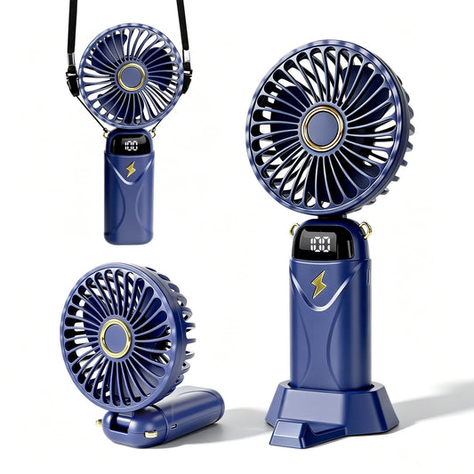Sderx Portable Handheld Fan,5-Speed Turbo Fan with Real-Time Power Display