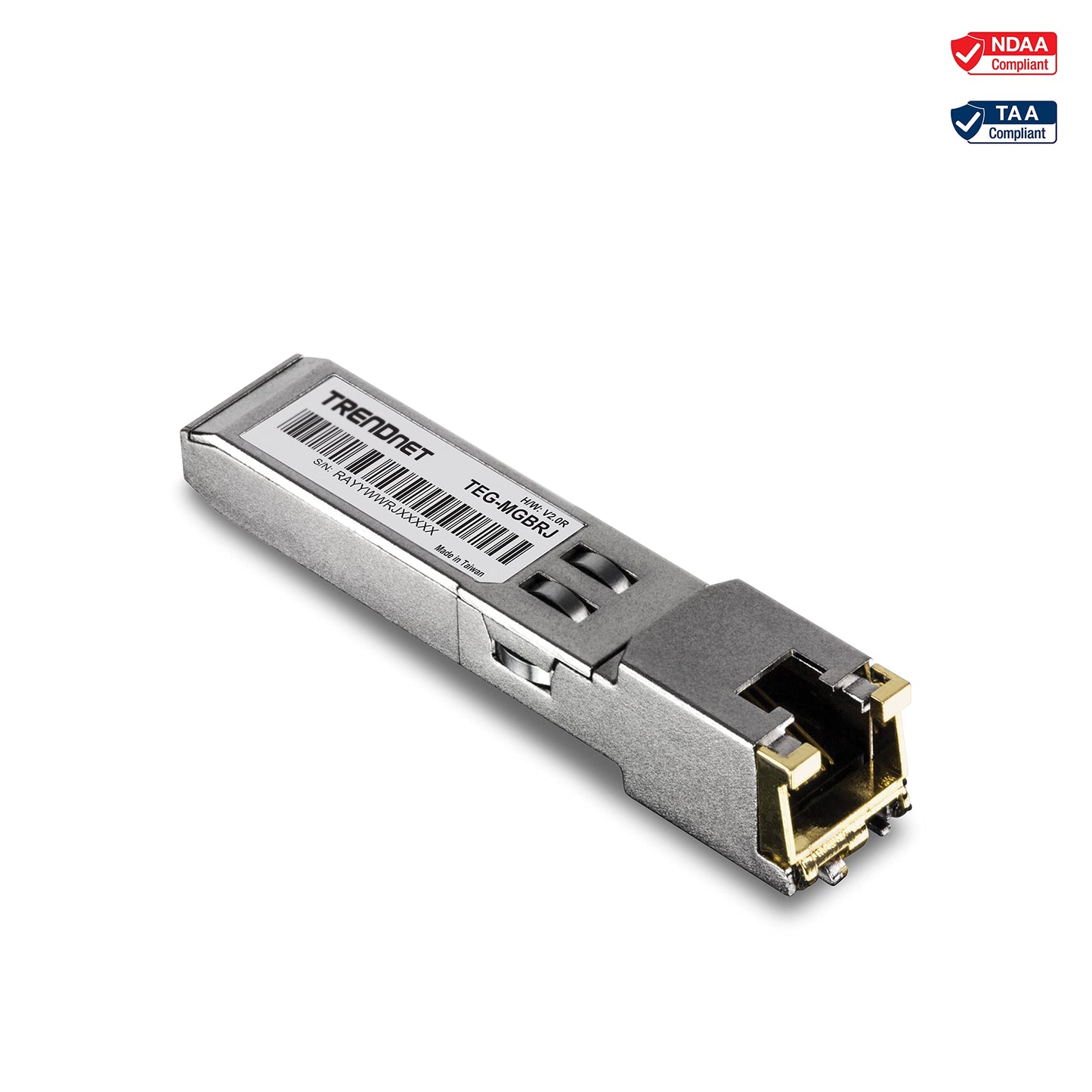 TRENDnet SFP to RJ45 1000BASE-T Copper SFP Module, TEG-MGBRJ, 100m (328 Ft.), RJ45 Connector, Hot Pluggable, Supports Data Rates Up to 1.25Gbps, IEEE