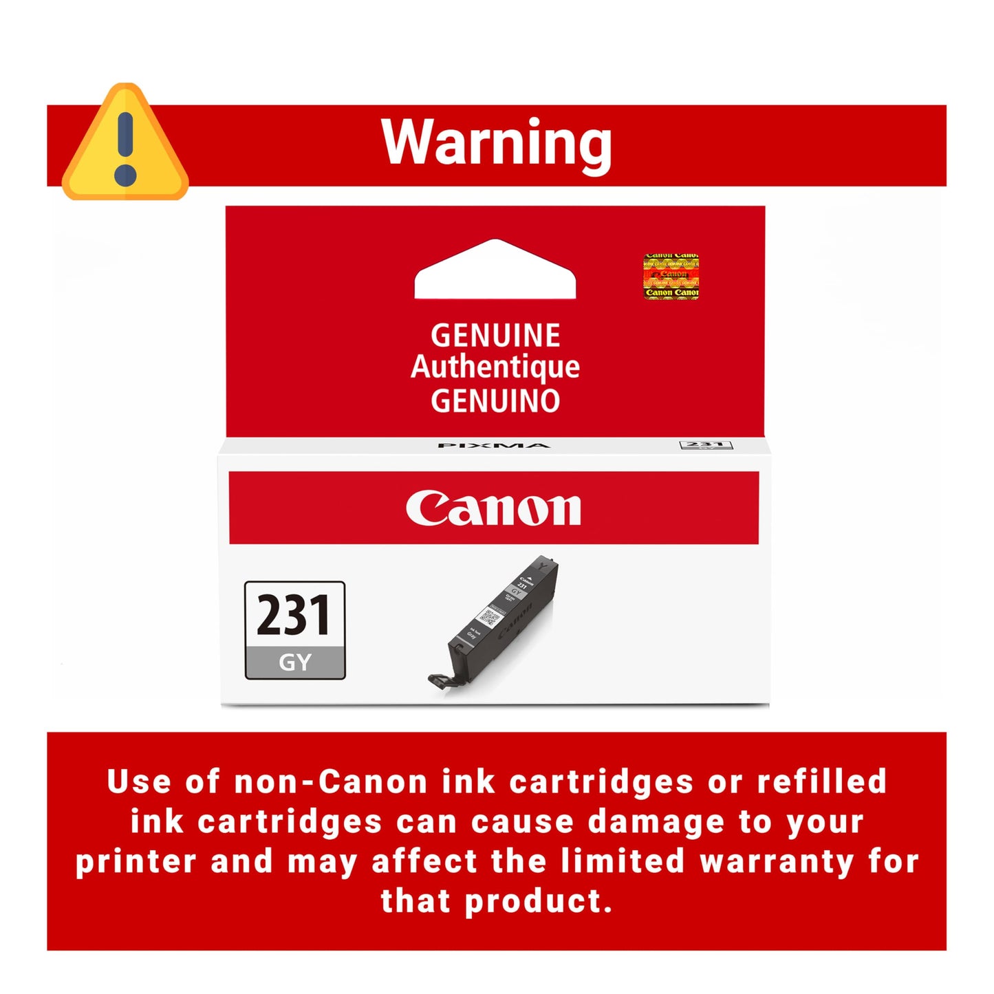 Canon CLI-231 Genuine Gray Ink Tank, Compatible with PIXMA TS8820 Printers