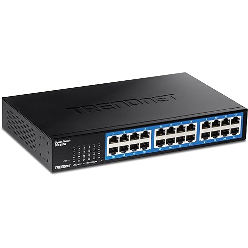 TRENDnet 24-Port Gigabit Desktop Switch, TEG-S25D, 24 x Gigabit RJ-45 Ports, 48Gbps Switching Capacity, Fanless Design, Metal Enclosure, Internal