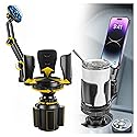Frani Car Cup Holder Expander with Magnetic Phone Mount - Adjustable Insert Fits 2.68-4.33" Holders, 360° Adjustable Neck & Strong N52 Magnets