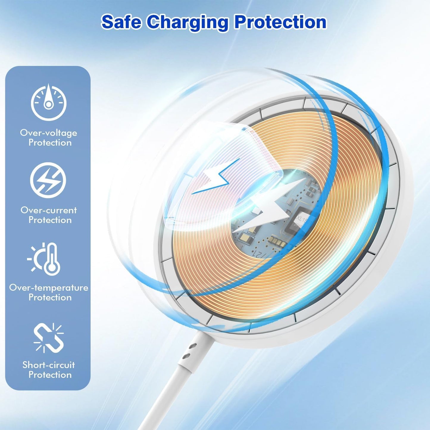 [Apple MFi Certified]Magnetic Wireless iPhone Charger Magsafe Charger,6FT 15W Fast Phone Charging Pad Wireless Magnetic Charge for iPhone 17/17Air/16