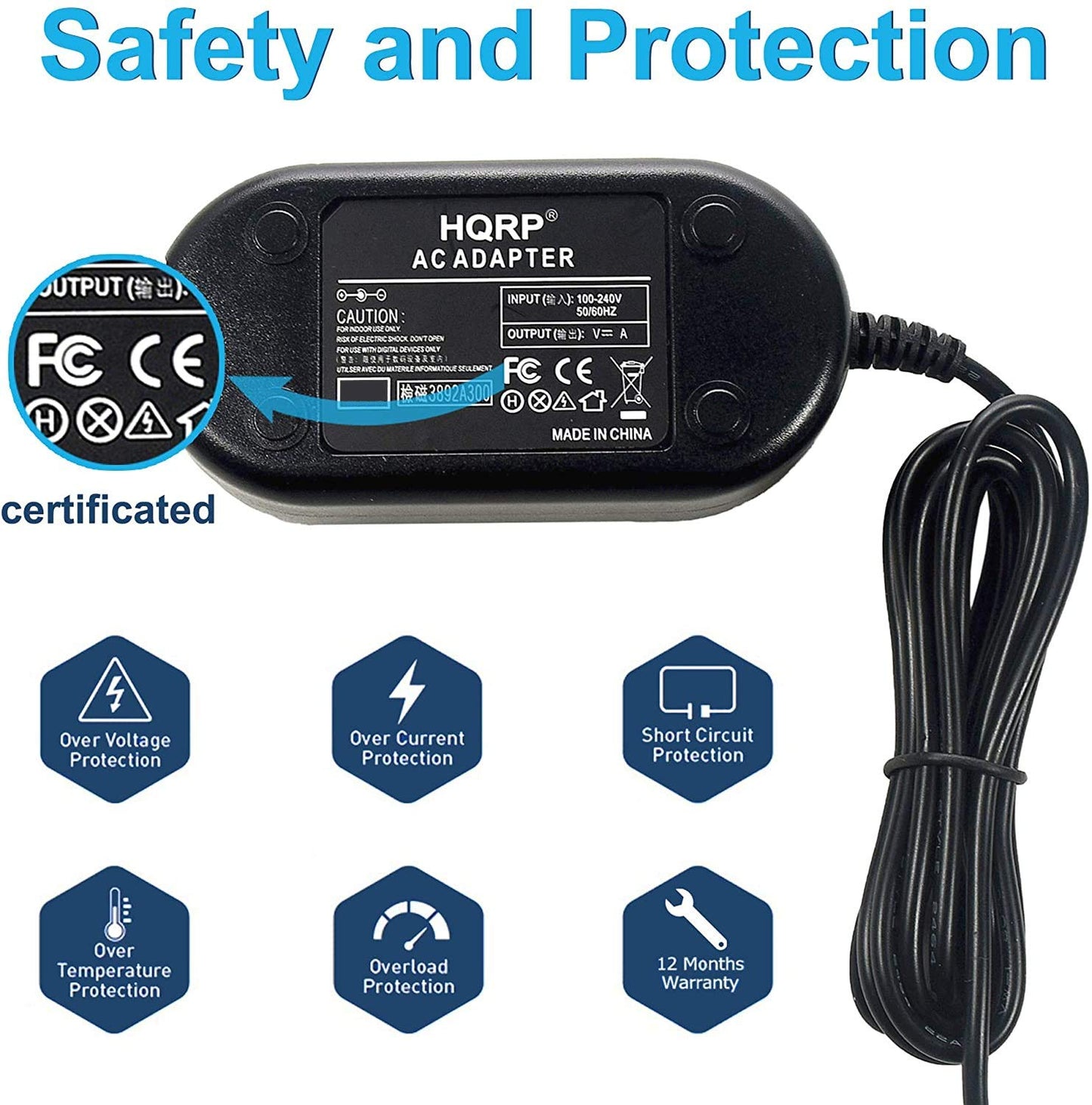 HQRP Replacement AC Adapter/Power Supply Compatible with Canon DC100, DC210, DC220, DC230 Digital Camcorder with USA Cord & Euro Plug Adapter