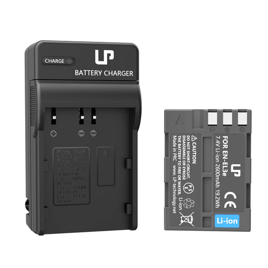 LP EN-EL3e Battery Charger Pack, Replacement for Nikon EN EL3e, EL3, EL3a, MH-18, MH-18a, MH-19, Compatible with Nikon D700, D300s, D300, D200, D100