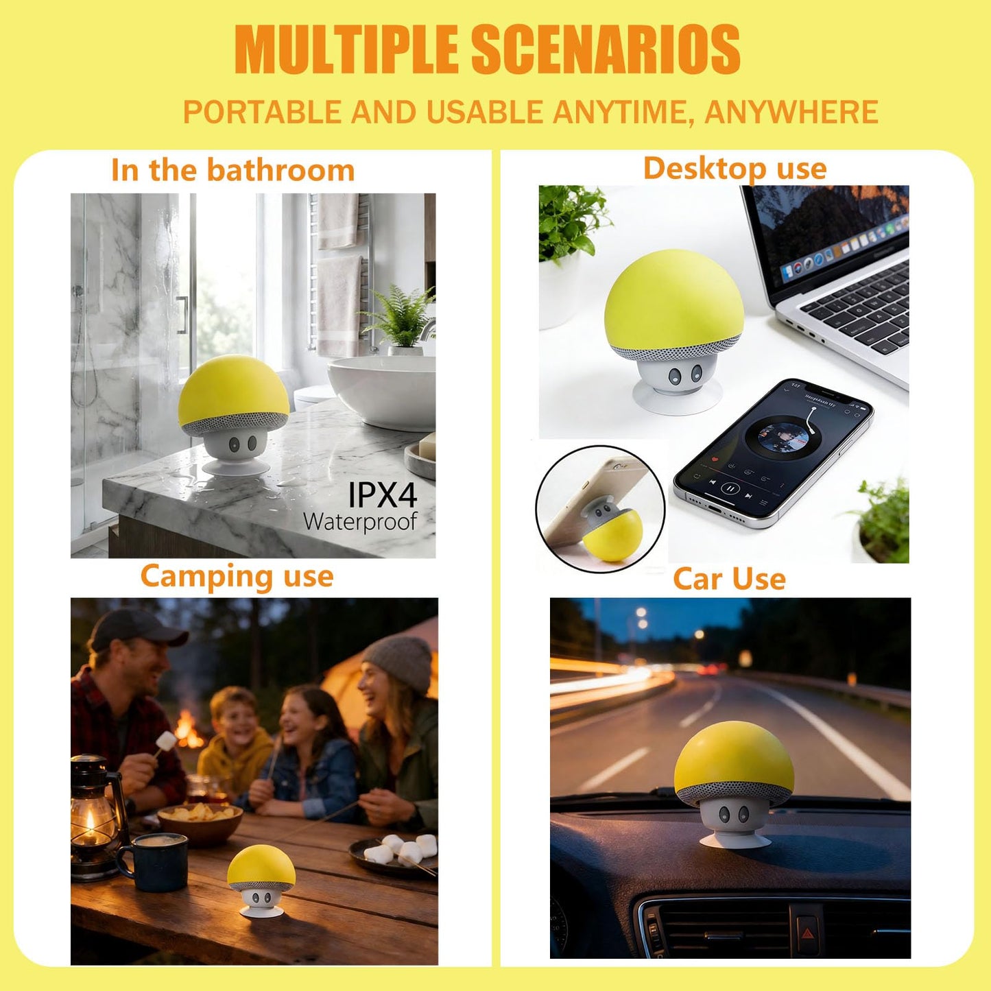 OneAfflatus mini Bluetooth Speaker- Portable Speakers Bluetooth Wireless- Small Speakers 360°HD Stereo Sound, Waterproof Travel Speaker for Shower