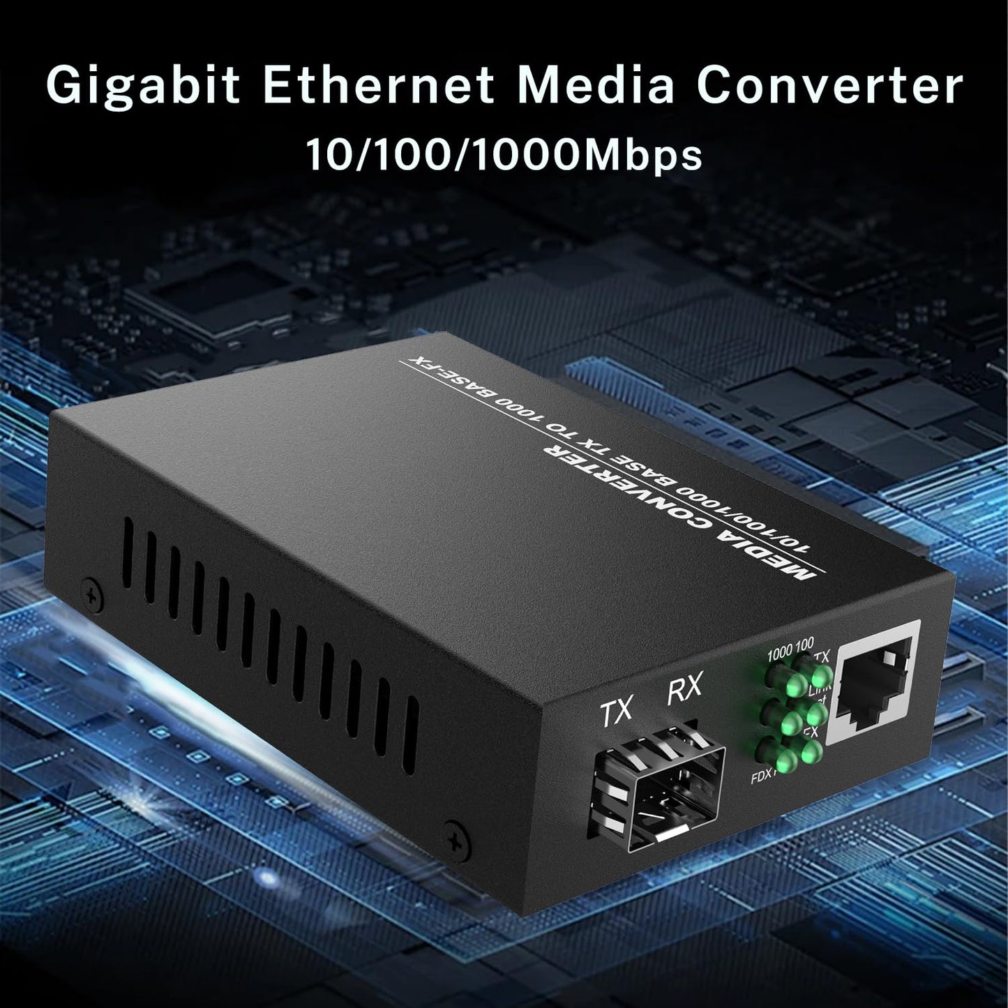 FTTPVIPS A Pair of 1.25G/s Bidi Gigabit Single-Mode Fiber Ethernet Media Converter with 2PCS Bidi SFP LC Transceiver Module Included