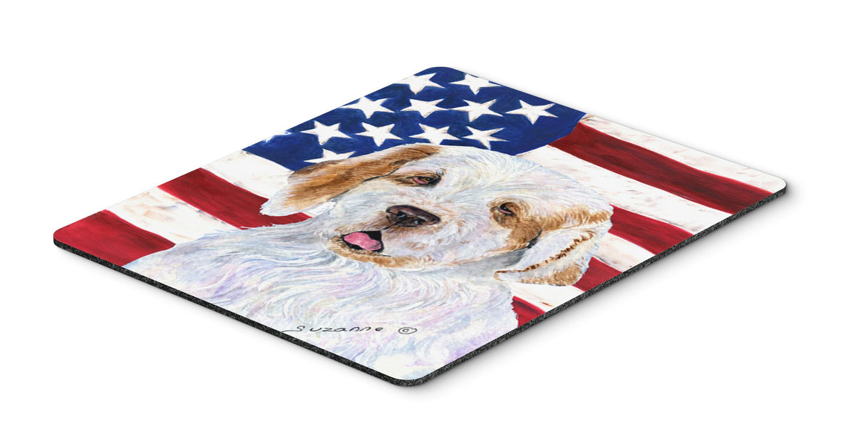 Caroline's Treasures SS4027MP USA American Flag with Clumber Spaniel Mouse Pad, Hot Pad or Trivet for Home Office Gaming Working Computers Laptop