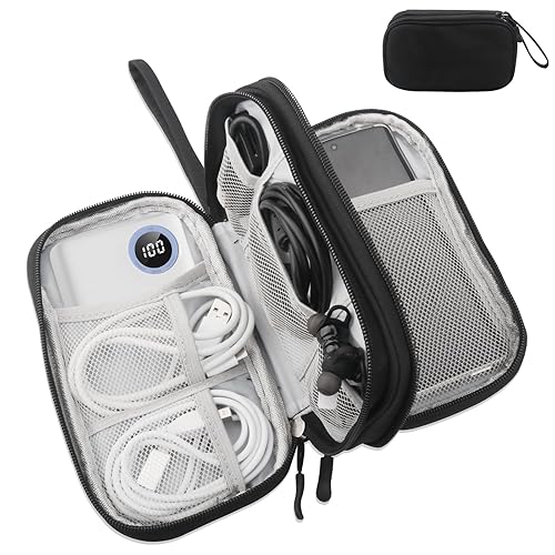 Miruchertter Travel Cable Organizer Bag Double Layer Electronics Organizer Case Compact & Portable Cords Organizer Pouch for Men Women Travel