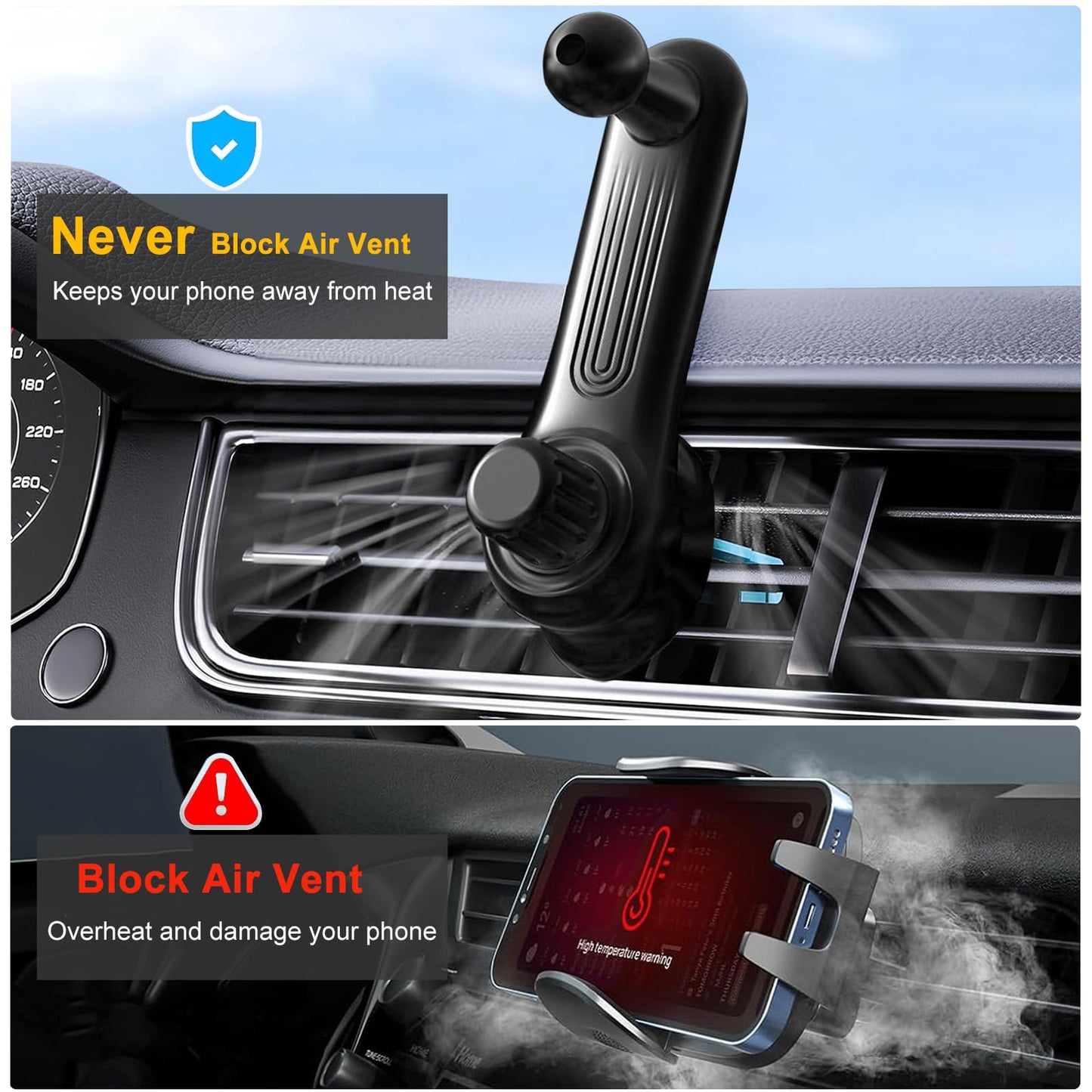 JCTRIWAY Car Vent Clip for Car Mount [Never Blocking] Universal Car Phone Holder Mount Vent Clip Replacement, 17mm Ball Joint Air Vent Clip for Car
