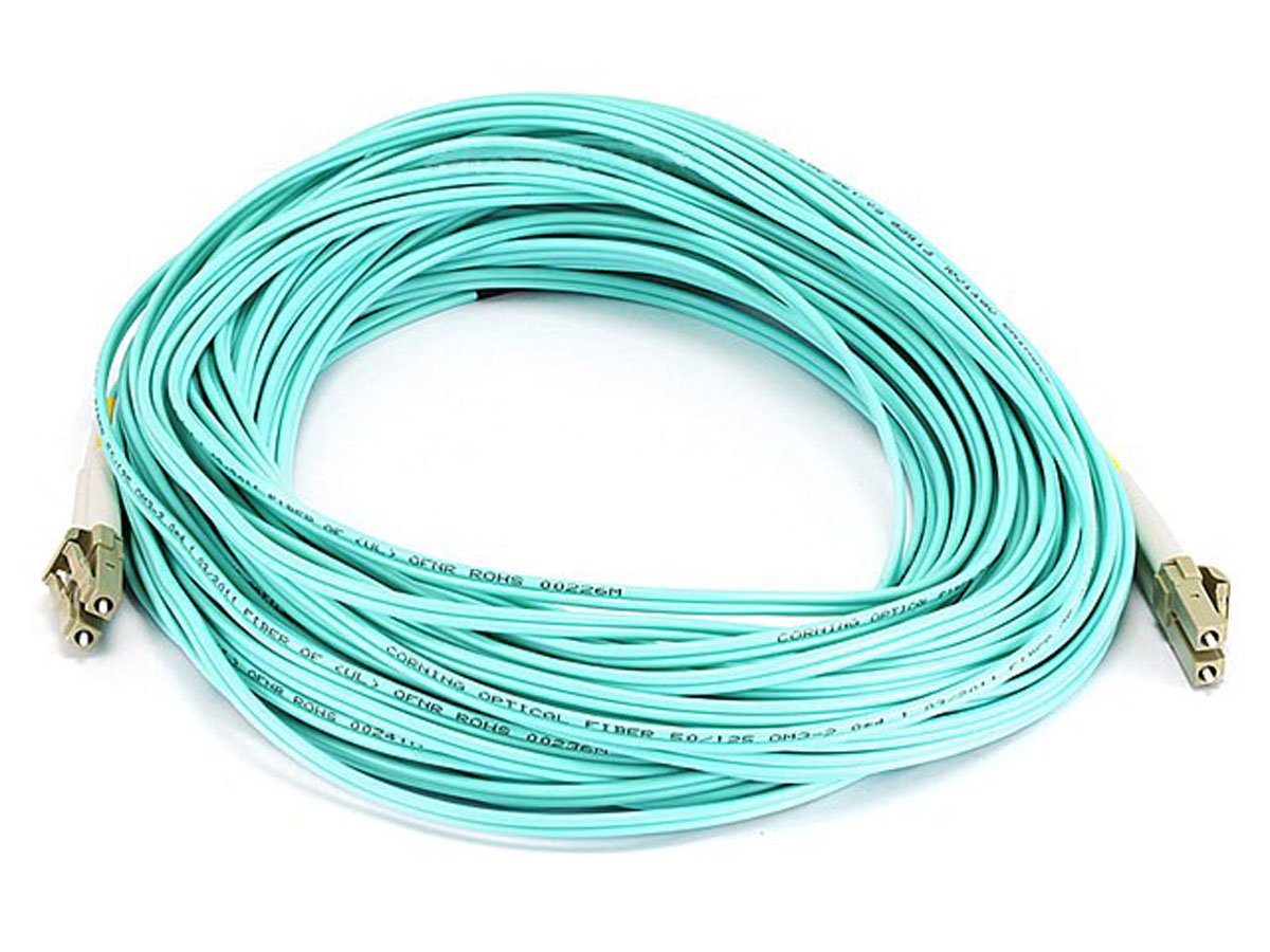 Monoprice 10Gb Fiber Optic Cable, LC/LC, Multi Mode, Duplex - 20 Meter (50/125 Type) - Aqua