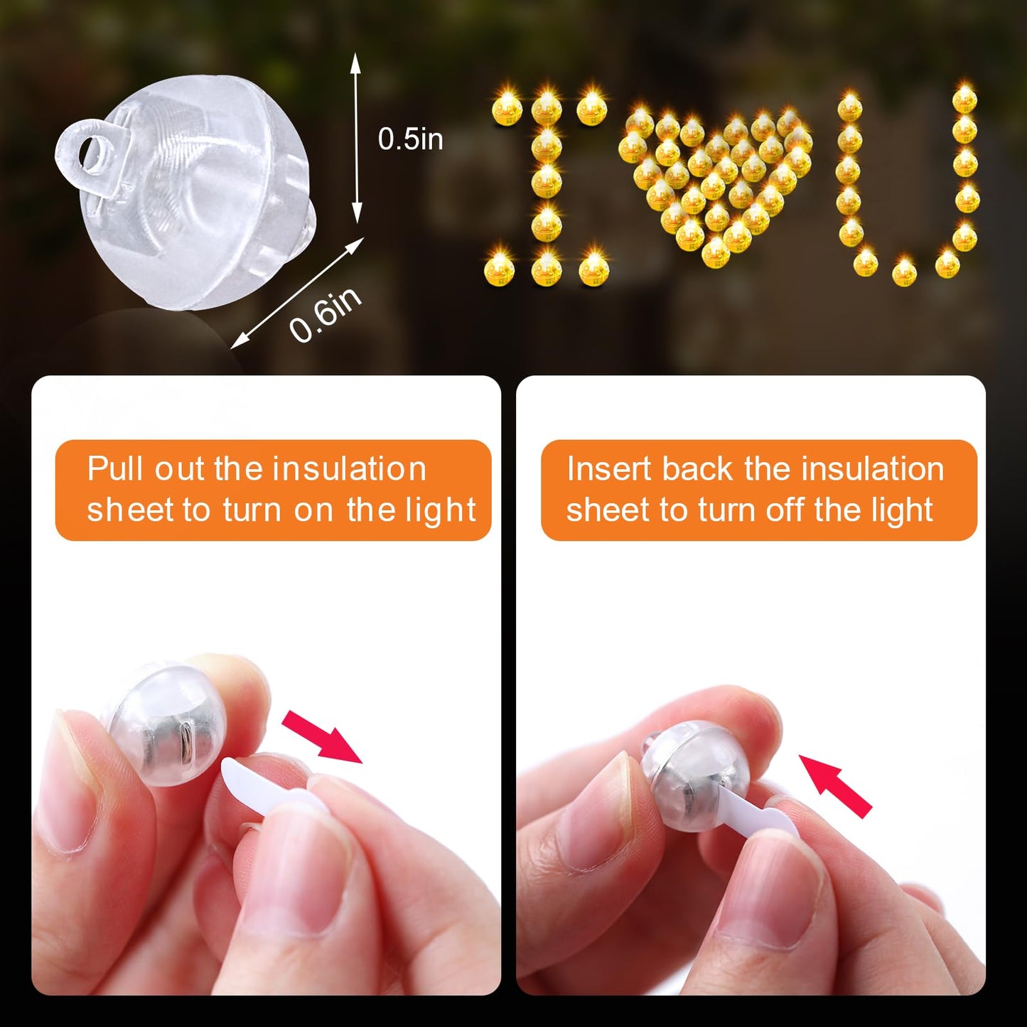 100pcs Warm White LED Mini Round Flashing Balloon Lights Long Standby Time Reusable Waterproof Balloons Light with Hook for Balloon Paper Lantern