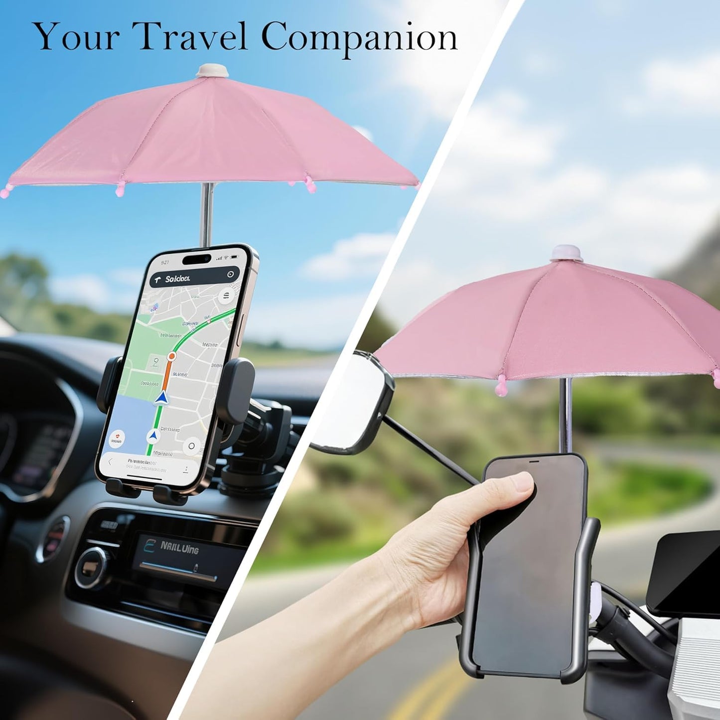 HZZADZXW 2 Pack Cell Phone Umbrella for Sun Shade, Universal Adjustable Stand With Cute Piggy Suction Cup, Outdoor Anti-reflective Glare Blocking Cell