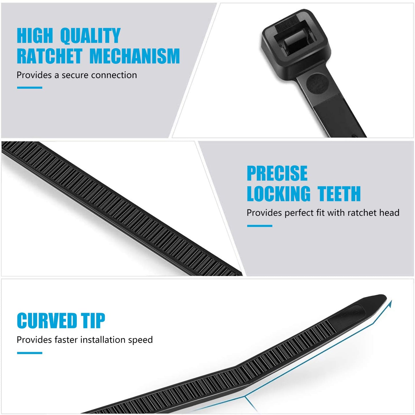 Zip Ties 12 inch Heavy Duty Zip Ties with 120 Pounds Tensile Strength, Black Cable Ties, 100 Pieces,by Karoka
