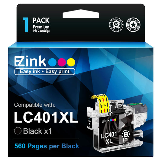 E-Z Ink Compatible Ink Cartridge Replacement for Brother LC401 XL LC401XL Ink Cartridge Use for MFC-J1010DW MFC-J1012DW MFC-J1170DW Printer (Black