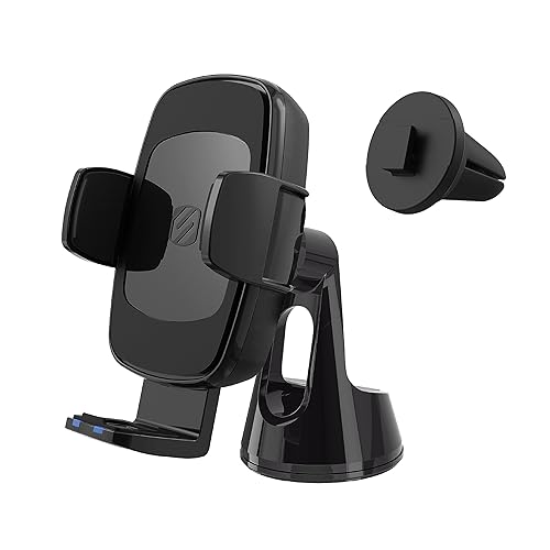 Scosche UQ3WDV-SP Windshield/Dashboard/Vent Qi-Certified 15W Wireless Charging Universal Cell Phone Car Mount, Adjustable Hands-Free Cell Phone Holder