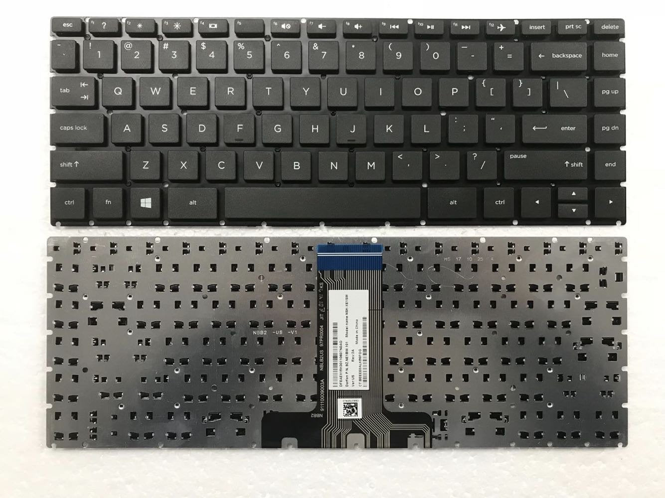 New US Black Keyboard (Without Frame) Replacement for HP Pavilion 14M-BA 14M-BA011DX 14M-BA013DX 14M-BA114DX 14M-BA015DX