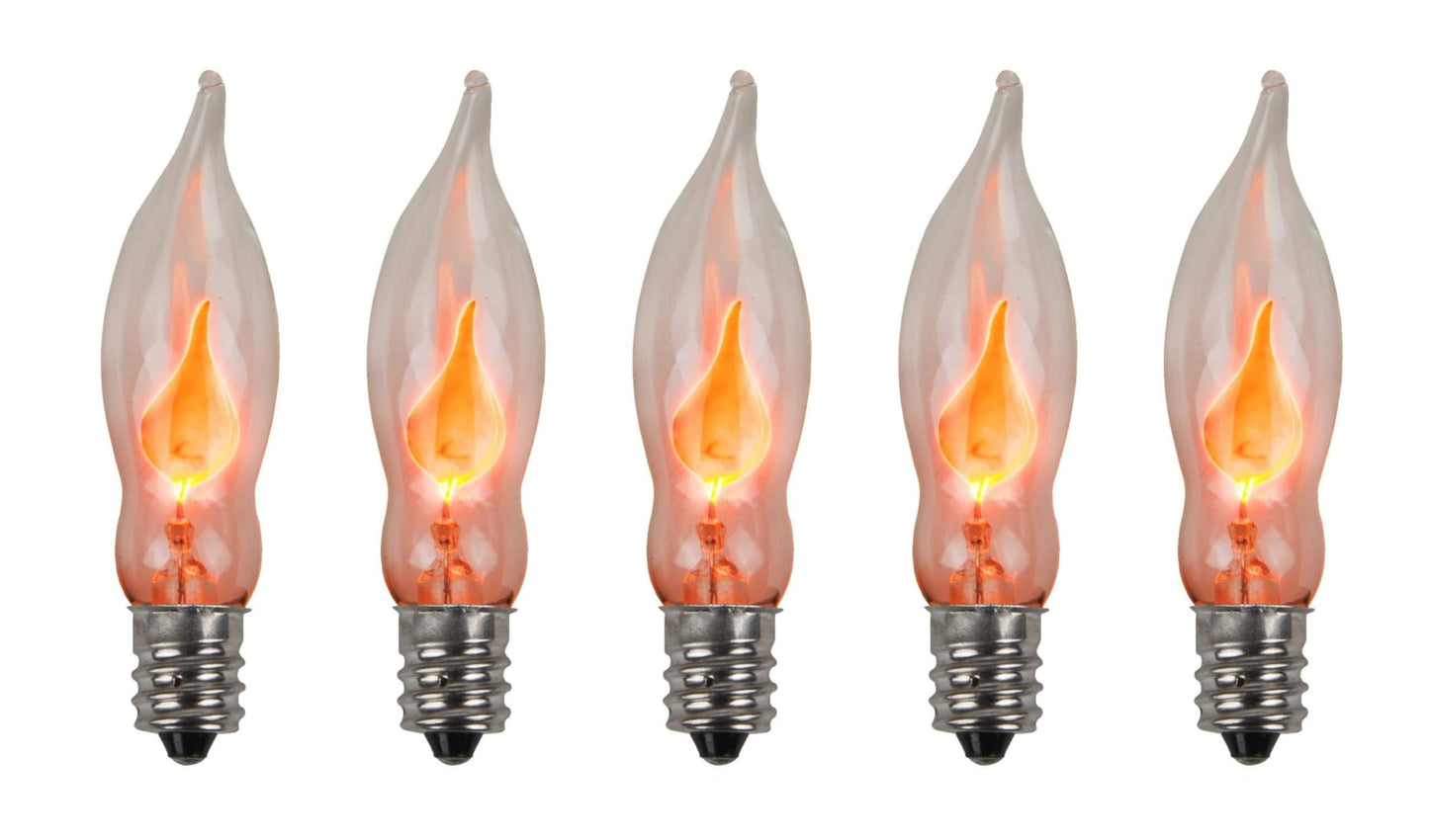 Creative Hobbies® A101 Flicker Flame Light Bulb - 3 Watt, 130 Volt, E12 Candelabra Base, Nickel Plated Base - Dances with a Flickering Orange Glow | 5