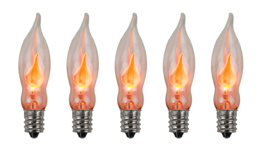 Creative Hobbies® A101 Flicker Flame Light Bulb - 3 Watt, 130 Volt, E12 Candelabra Base, Nickel Plated Base - Dances with a Flickering Orange Glow | 5