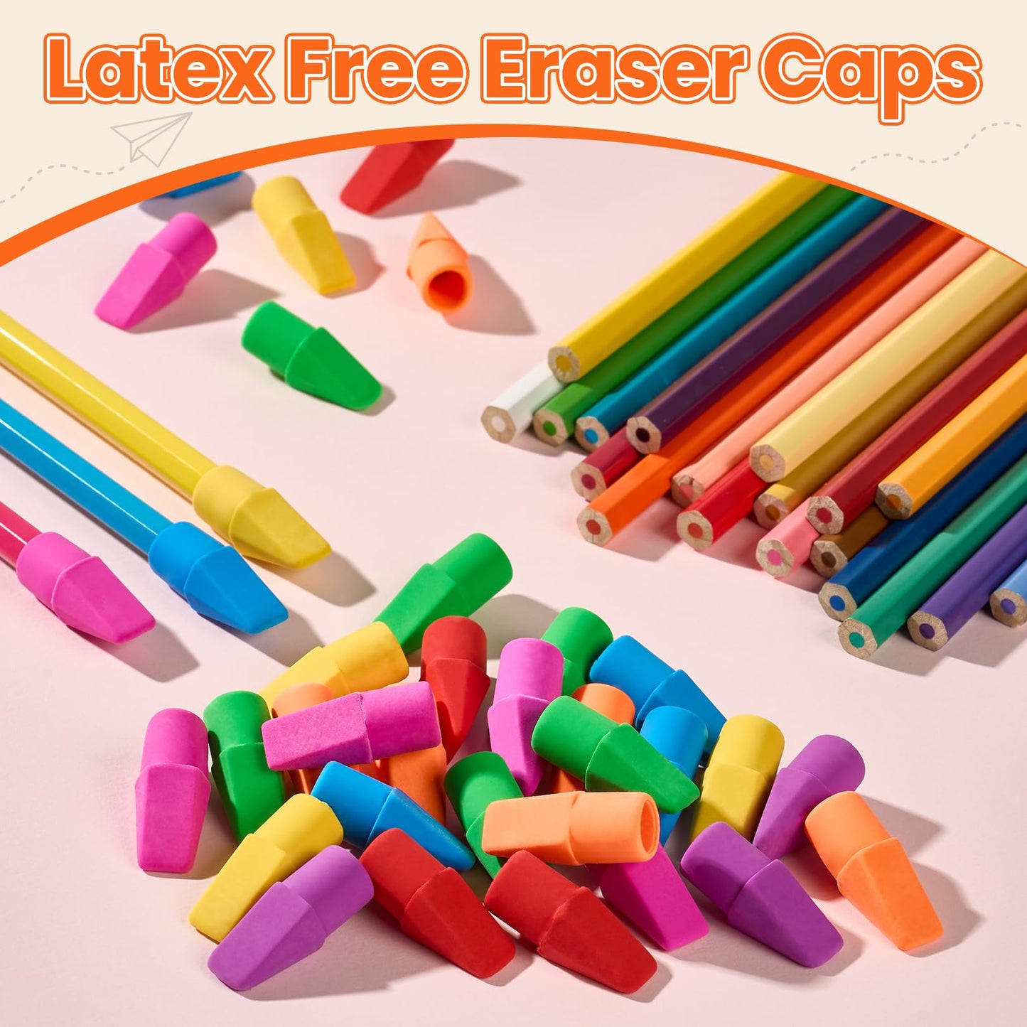 Sooez Pencil Top Erasers, 120 Pack Latex-Free Eraser Caps for Standard Pencils, No-Smudge Cap Erasers for Students, Teachers, Classroom Must Haves