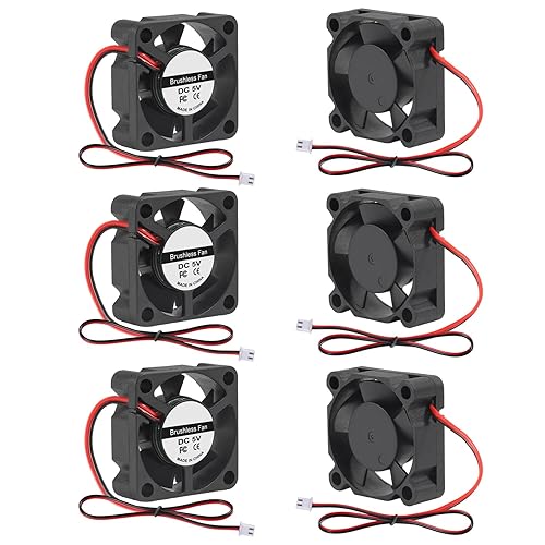 6pcs 3D Printer Fan 5V, 30mm Brushless Cooling Fan DC Mini Quiet Cooling Fan 30x30x10mm 2-pin Fan for 3D Printer DVR and Other Small Appliances Series