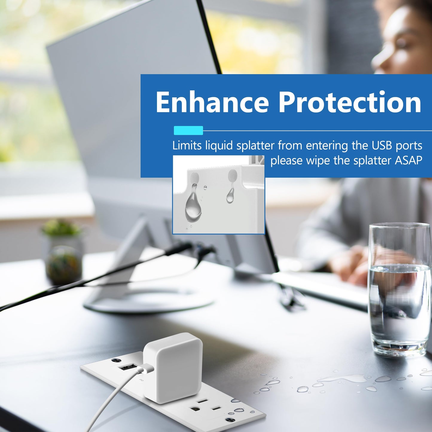 LIDER PD 36W Recessed Outlet Station with USB-A and USB-C Ports, Desktop Power Grommet, Power Delivery, Tamper-Resistant Receptacles, Power Strip