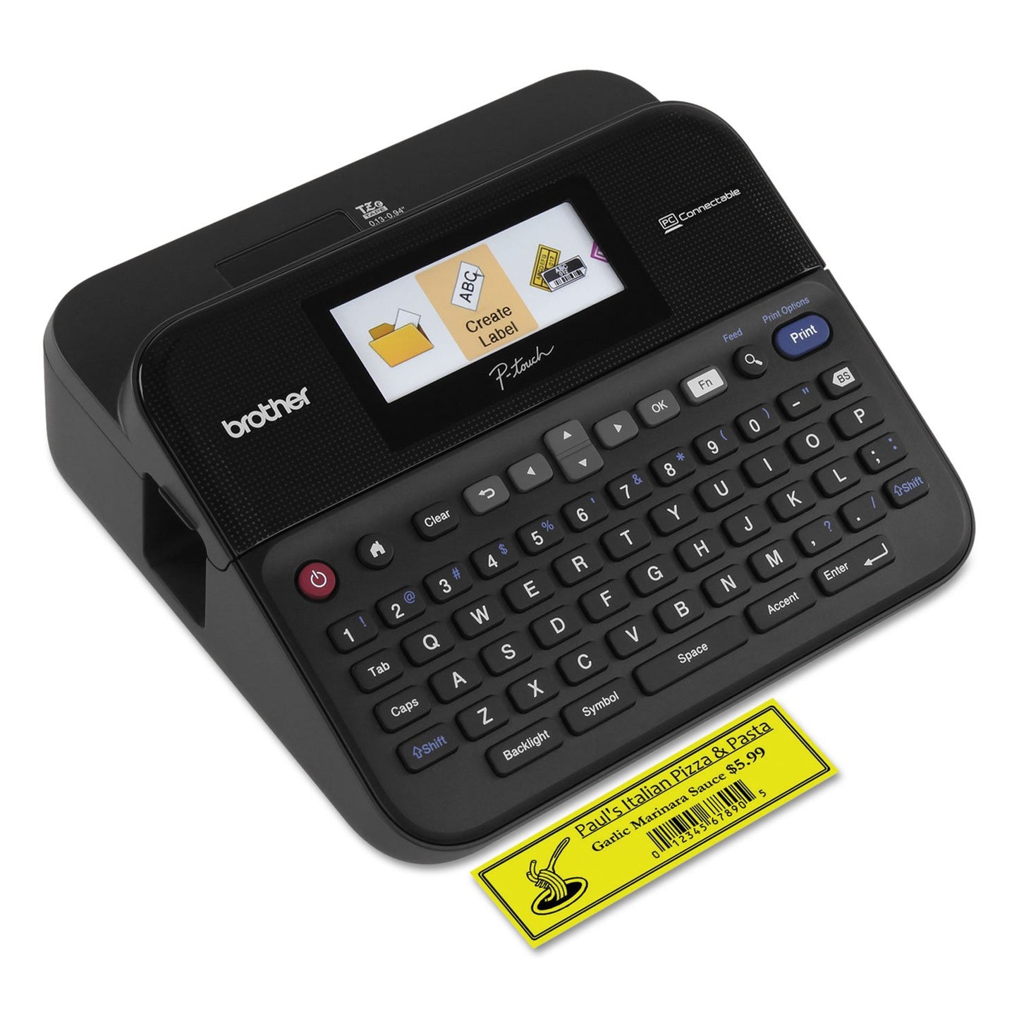 Brother P-Touch Label Maker, PC-Connectable Labeler, PTD600, Color Display, High-Resolution PC Printing, Black, Black/Gray